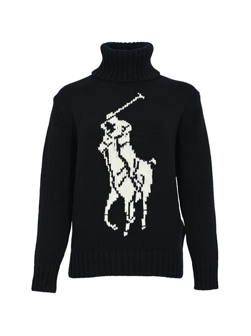 Maglione dolcevita in lana con intarsio Polo Nero POLO RALPH LAUREN | 211978329002